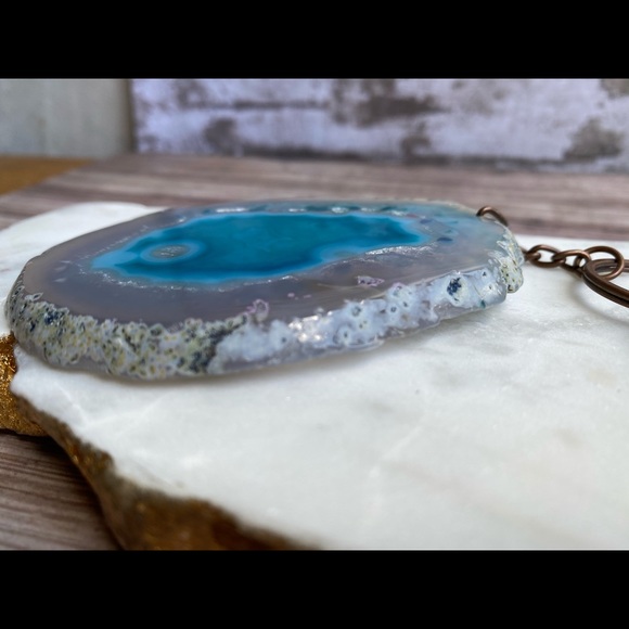 Blue Agate Druzy Keychain - Picture 3 of 4